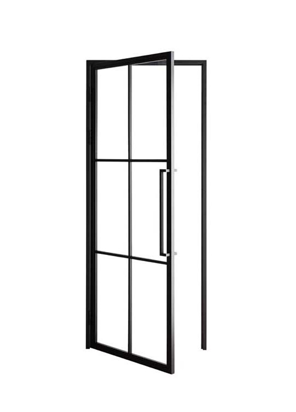 Porte intérieure simple en acier Tara noir 6V poussant à droite sur mesure