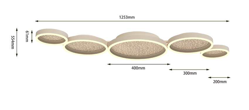 Plafonnier - sable - 136x42cm - dimmable - LED - 1x72W - 3000K
