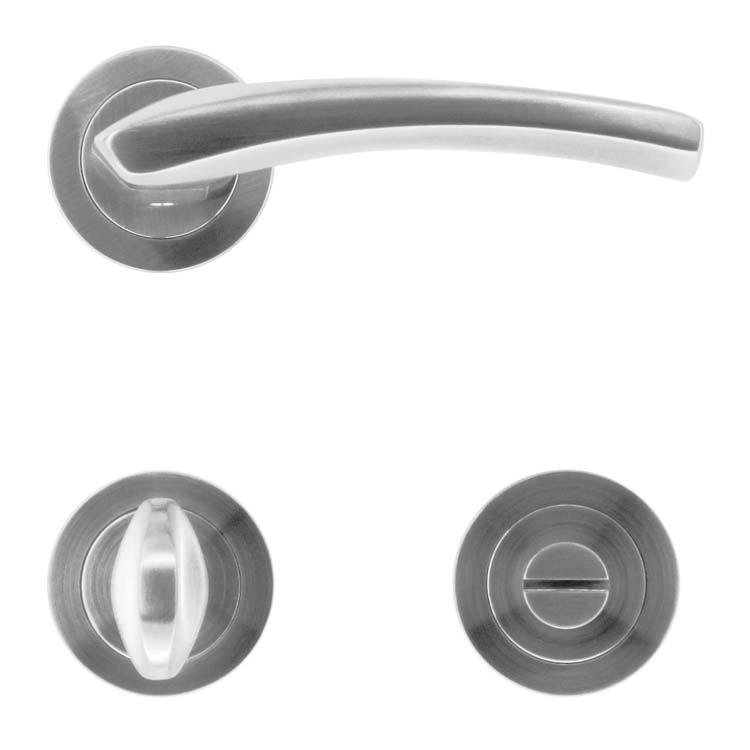 Poignée de porte ferrara look inox avec serrure toilette
