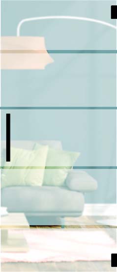 Porte intérieure vitrée complète Sky Dusk mat + 4 lignes transparantes 83x201cm poignée carrée noire + charnières premium