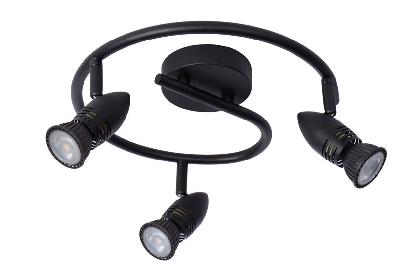 Plafonnier - noir - Ø31cm - 3xGU10 - 15W