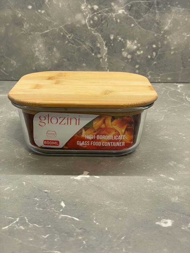 Boîte de stock en verre/bambou transparent 80cl