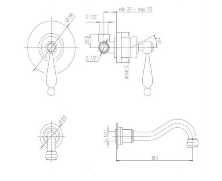 Robinet de baignoire Aspen encastré chrome