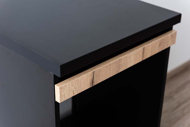Armoire de cuisine pour four noir-look chêne