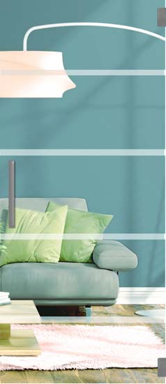 Porte intérieure vitrée complète clair + 4 lignes mat 78x201cm poignée carrée inox + charnières