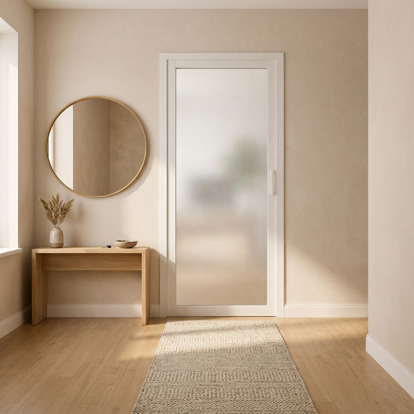 Bloc-porte 83cm steel look feeling blanc 1R verre mat 201.5cm