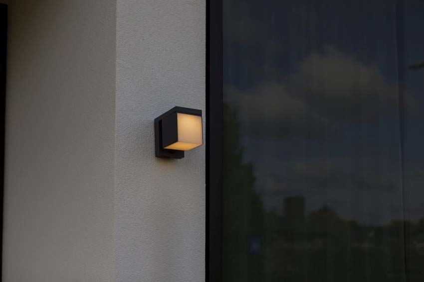 Applique murale extérieur - gris - H13,5cm - LED - 1x9,5W - 3000K - IP54 - détecteur de mouvement