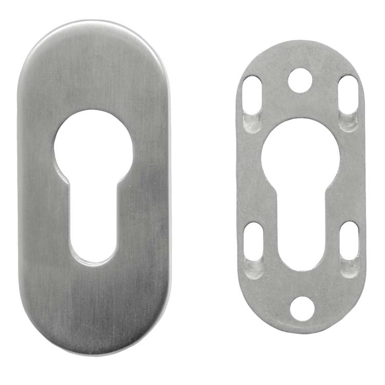 Plaque cylindre de sécurité ovale inox plus 6mm