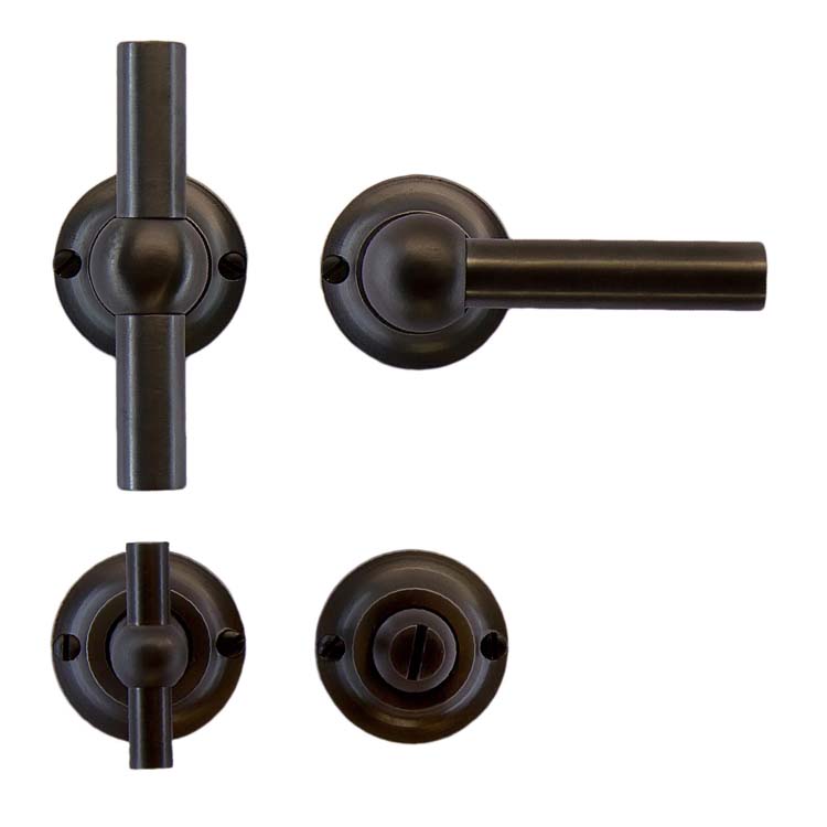 Poignée porte pienza nouv T+L carbon noir + serrure wc