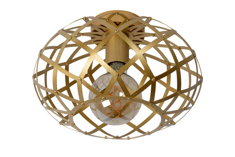 Lucide WOLFRAM - Plafonnier - Ø 30 cm - 1xE27 - Or Mat / Laiton