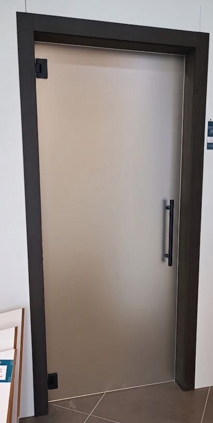 Porte intérieure vitrée complète Sky Night mat 73x201cm poignée ronde noire + charnières premium