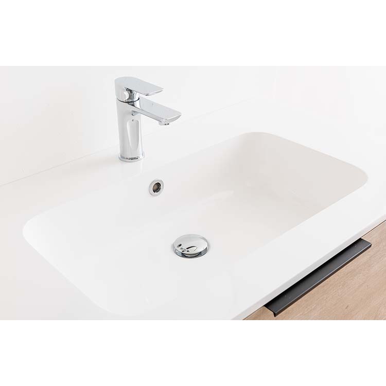 Badkamermeubel Plato eik betonlook 90 cm - glans - opleggreep zwart