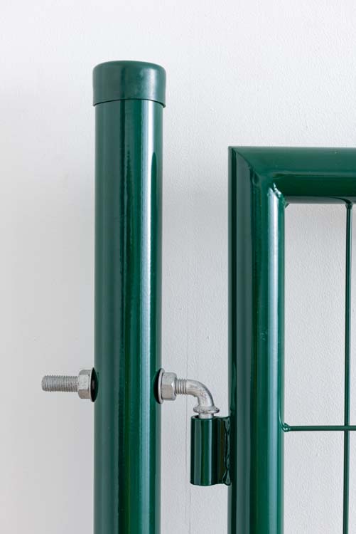 Portillon de jardin simple complet Eco vert 100x100cm - poteaux ronds, poteaux, serrure et poignée inclus