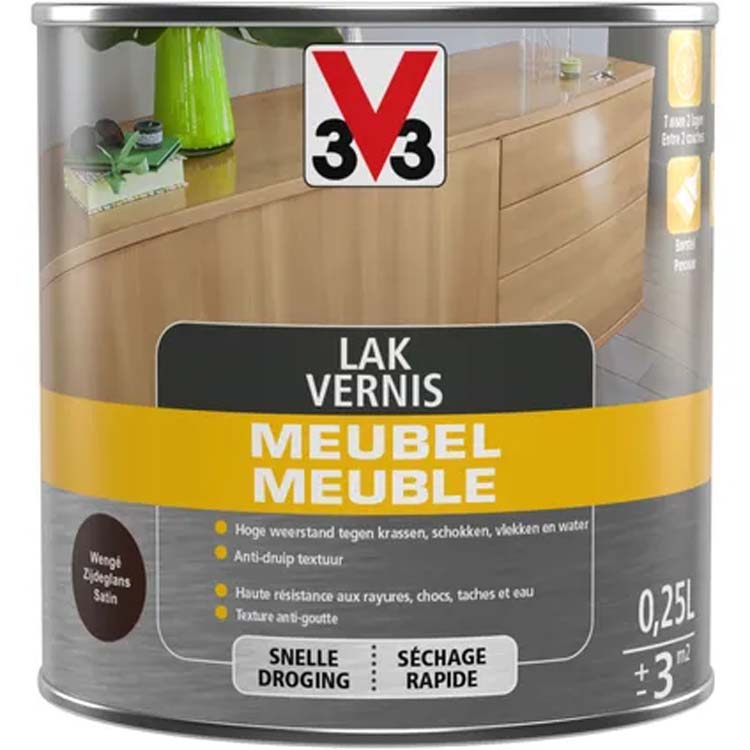 V33 meubelvernis Deco wengé zijdeglans 0,25L