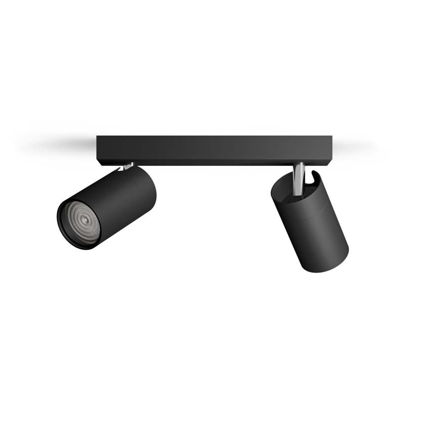 Spot plafond salle de bains noir 2 spots IP44