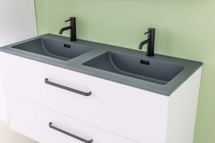 Meuble de salle de bain Bison laqué blanc mat 1200 mm lavabo ciment