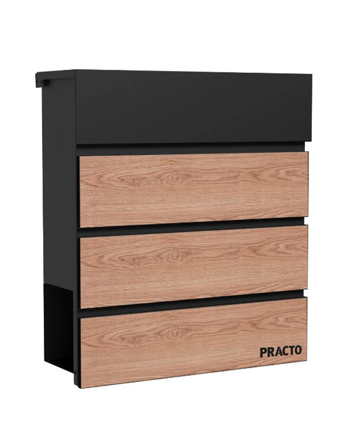 Boîte aux lettres Malika bois/noire avec porte-journaux