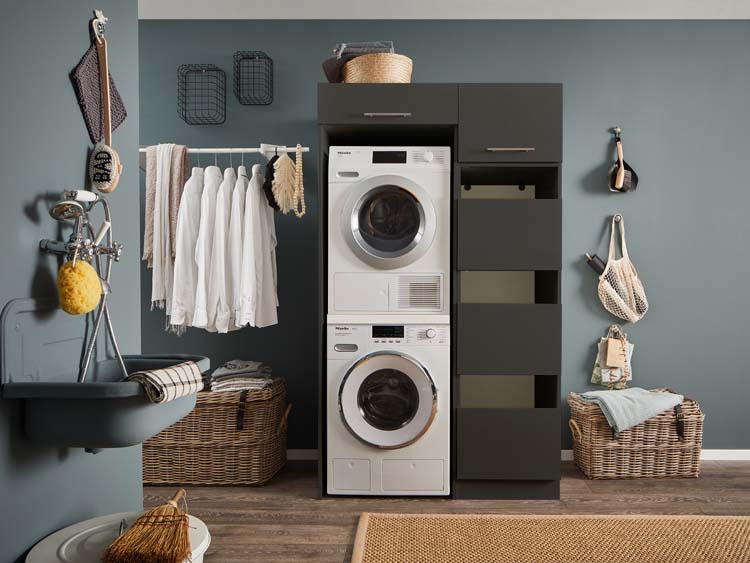 Wasmachine kasten Decowash - set 1 - antraciet - 67,5x117,5x200cm