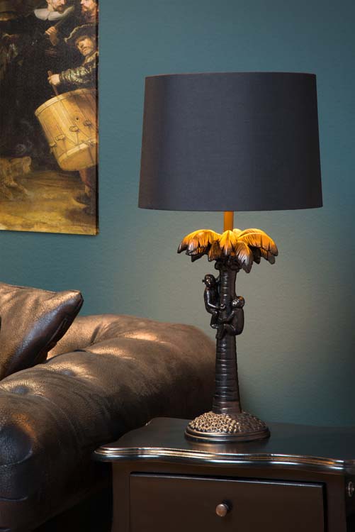 Lampe de table palmier - noir - H50cm - E27 - 60W