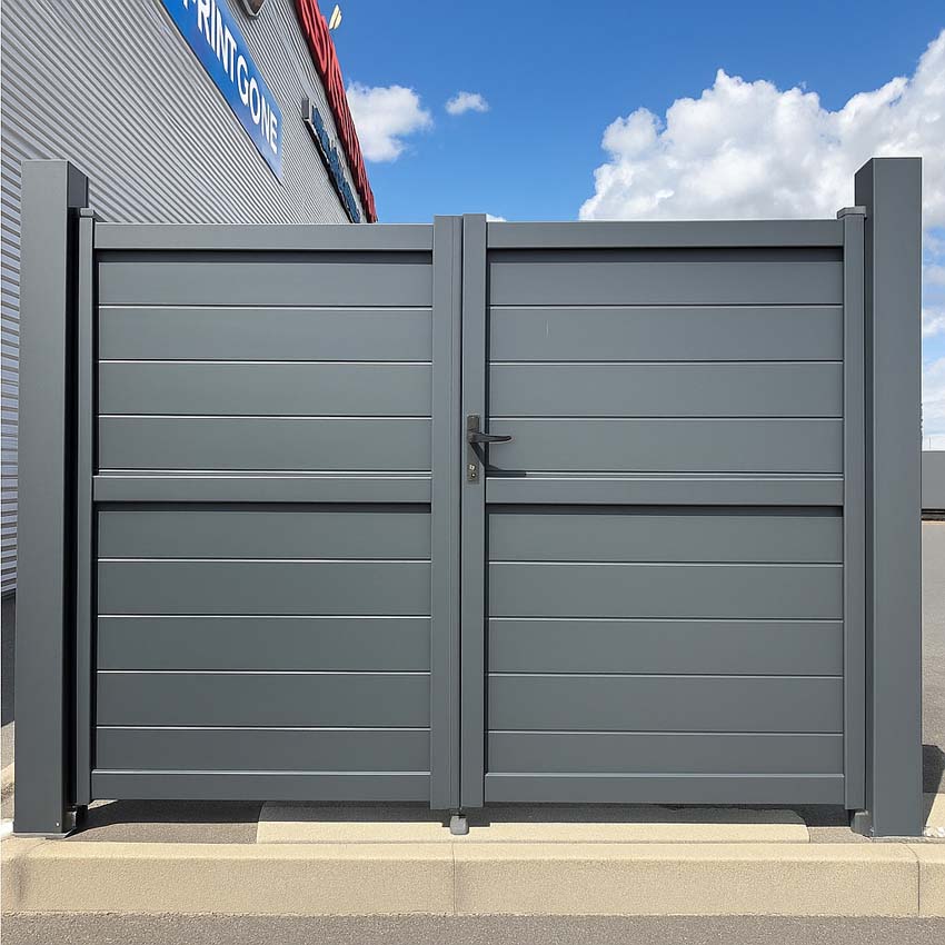 Portail battant double Orlando aluminium anthracite 300x180cm - fermé, quincaillerie incluse