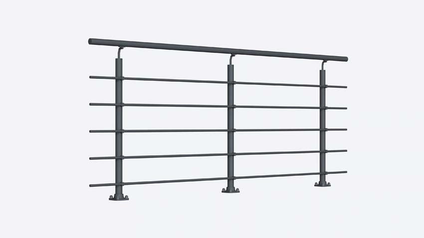 Kit garde-corps Grode aluminium anthracite 250cm fixation au sol