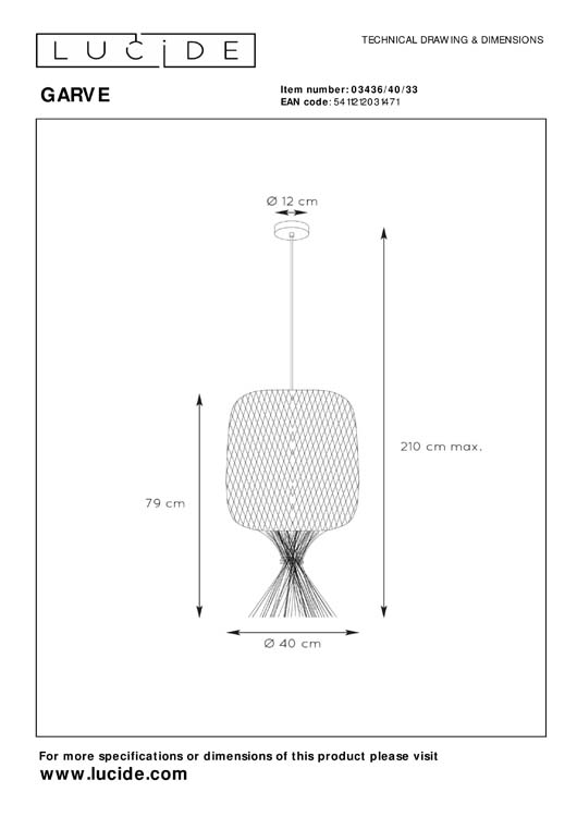 Suspension - Ø 40 cm - 1xE27 - Vert