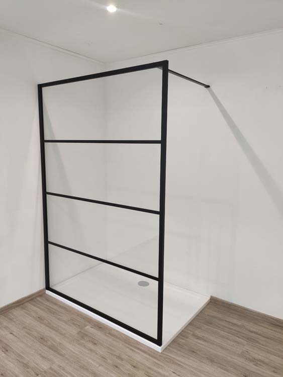 Vaste douchewand Ugo inclusief stang mat zwart 120x200cm