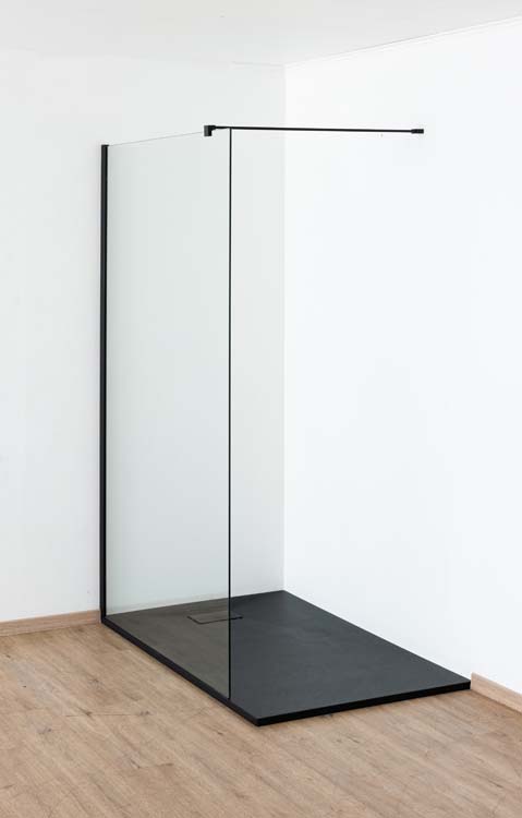 Douche de plain-pied Anais 157 x 200 cm verre transparant - noir
