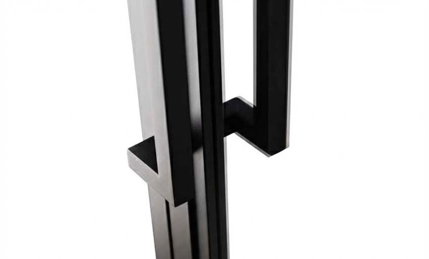 Porte intérieure simple en acier Tara noir 4V poussant à droite sur mesure