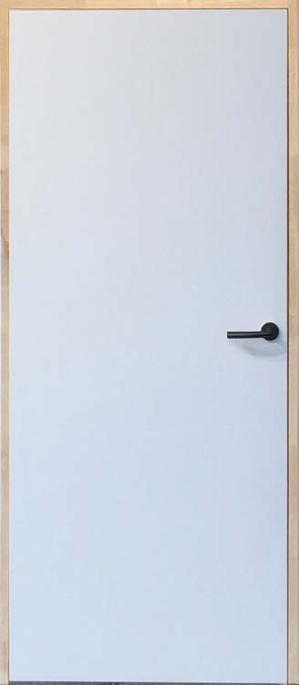 Verfblokdeur compleet 83cm zwart+blokkader in rubberwood 25cm links