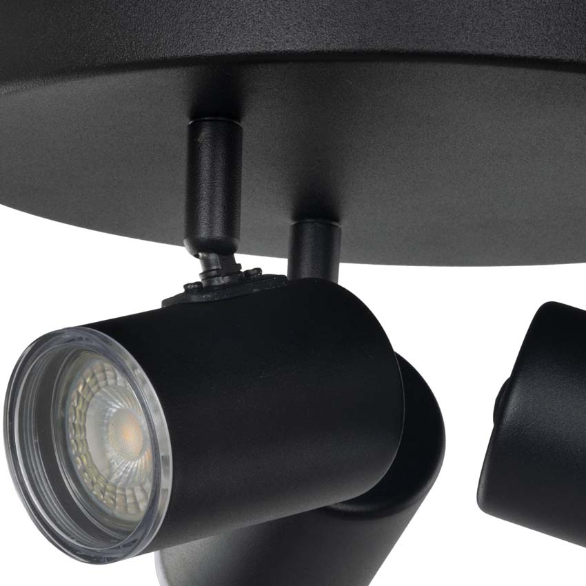 Spot en saillie - Noir - Ø23xH11,5cm - Dimmable - GU10 - 3x5W - rond