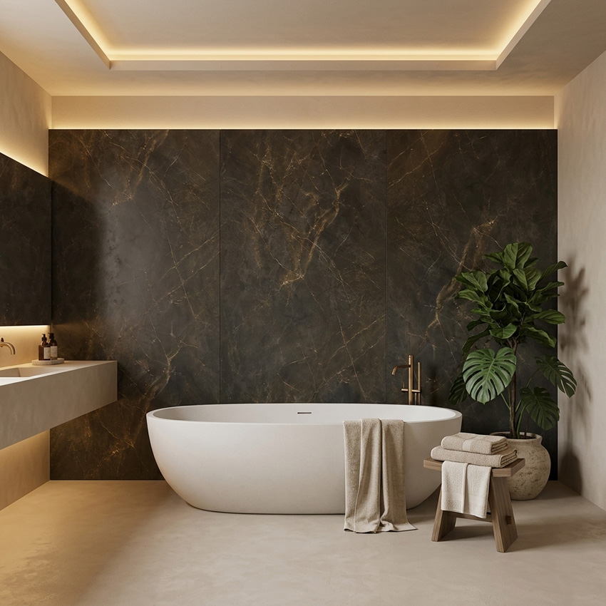 Panneau mural Signature St. Laurent SPC sans soudure aspect marbre 120x280x0,4cm