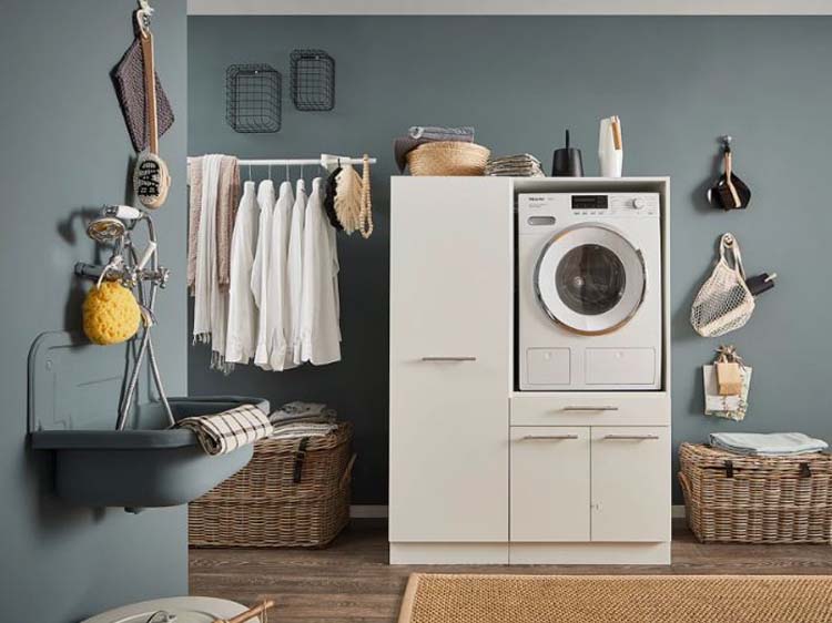 Meuble pour buanderie Decowash set 8 blanc 117,5x67,5x162cm