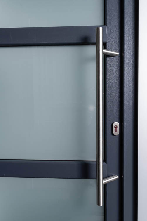 Buitendeur 3 delen PVC mat glas antraciet/wit rechtstrekkend op maat