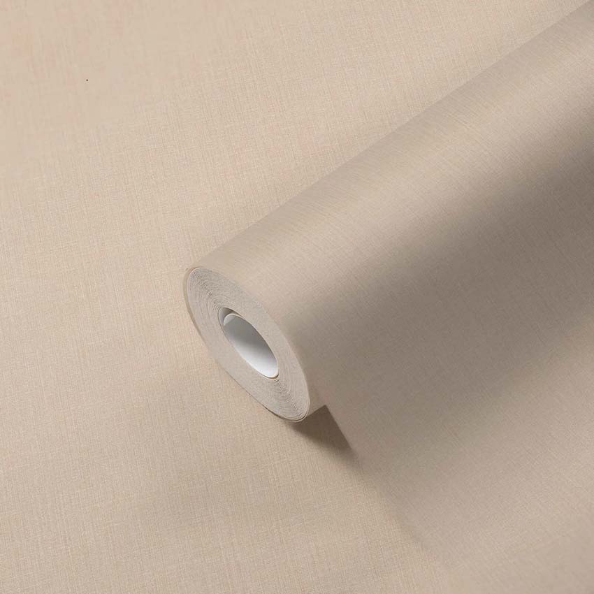 Vinyle sur papier peint intissé uni beige/crème 0,53x10,05m