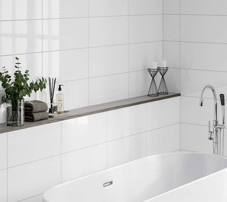 Carrelage mural Romy blanc brillant 30x60x1cm