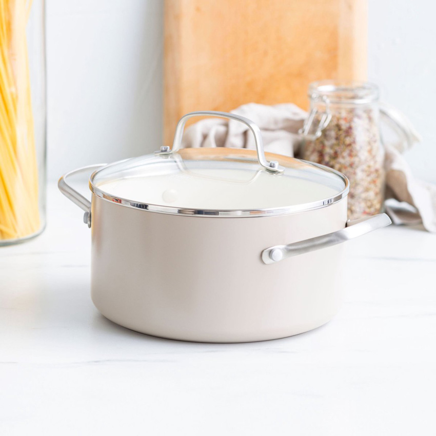 Casserole avec couvercle crème Ø20cm avec revêtement antiadhésif sans PFAS