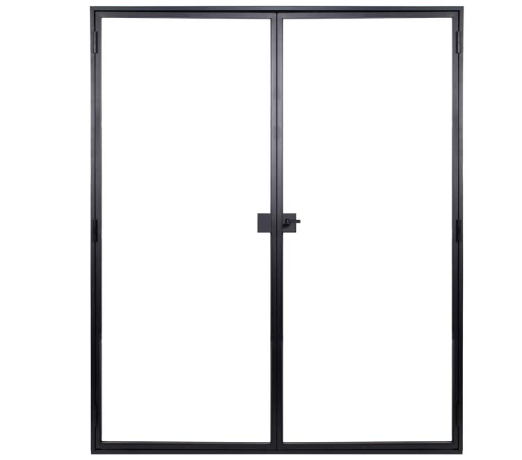 Porte intérieure double en acier Black Glamour noir 2x1V poussant à gauche sur mesure