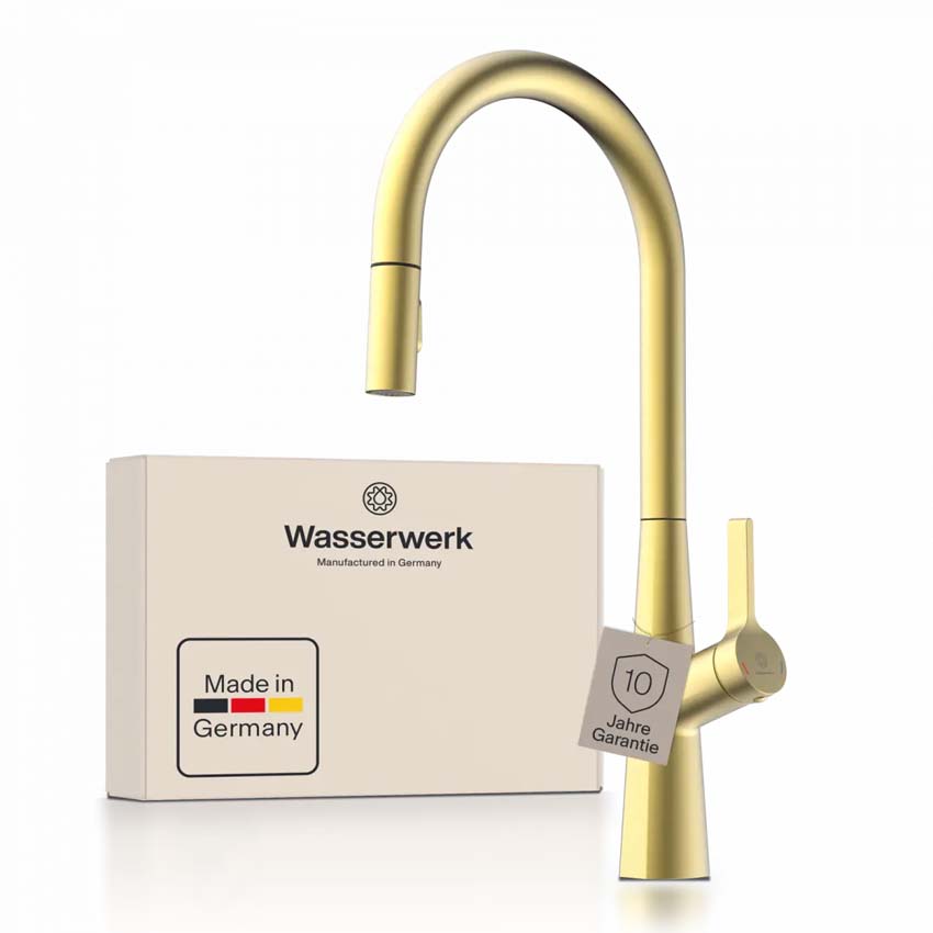 Robinet de cuisine Wasserwerk WK 9 Sphere or mat avec bec extractible