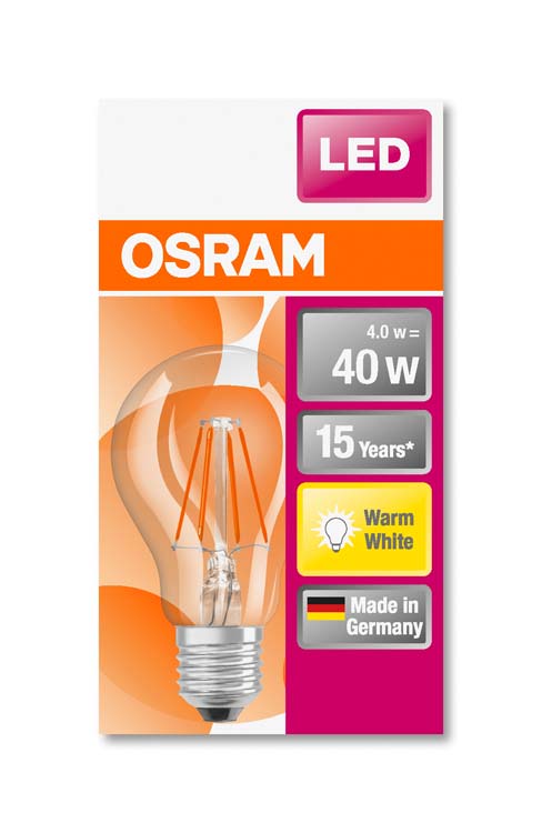 Lampe LED retro classic 40 E27 4W blanc chaud filament