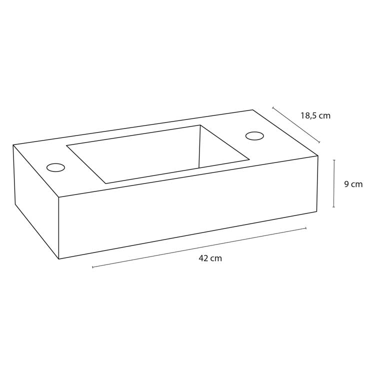 Lave-mains Silke béton gris clair/noir 9x42x18,5cm set complet avec distributeur de savon