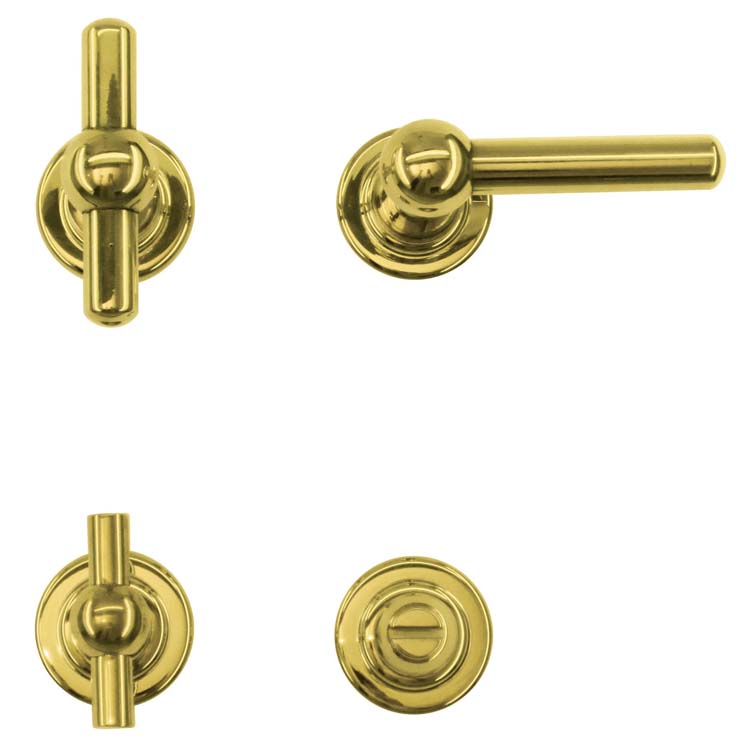 Poignée porte pro pienza vieux T+L cuivre non verni + serrure wc