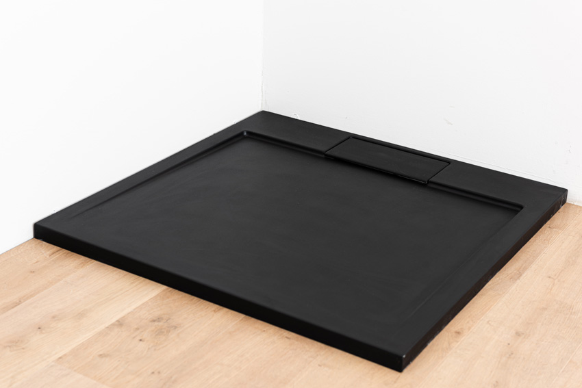 Douchebak Akon polybeton mat zwart 90x90cm