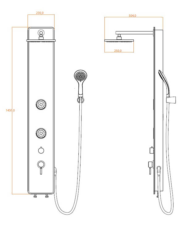 Doucheset Gabriel 2 massagesproeiers antraciet
