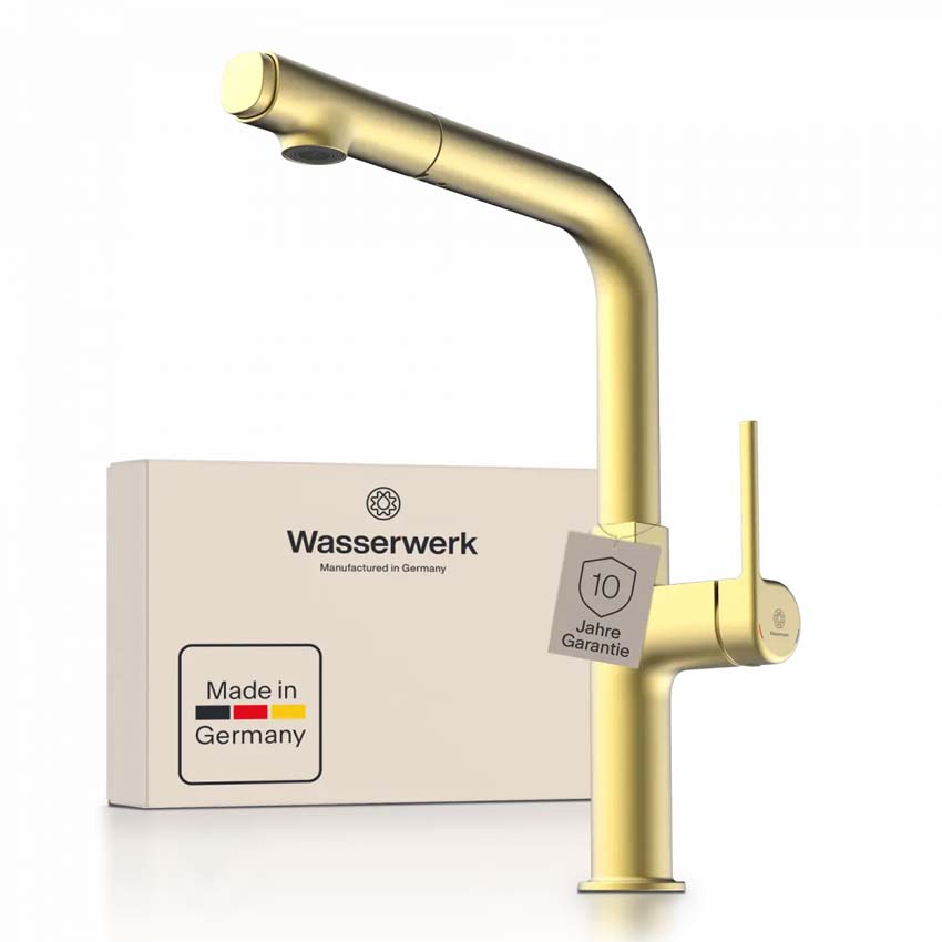 Robinet de cuisine Wasserwerk WK 11 or mat avec bec extractible