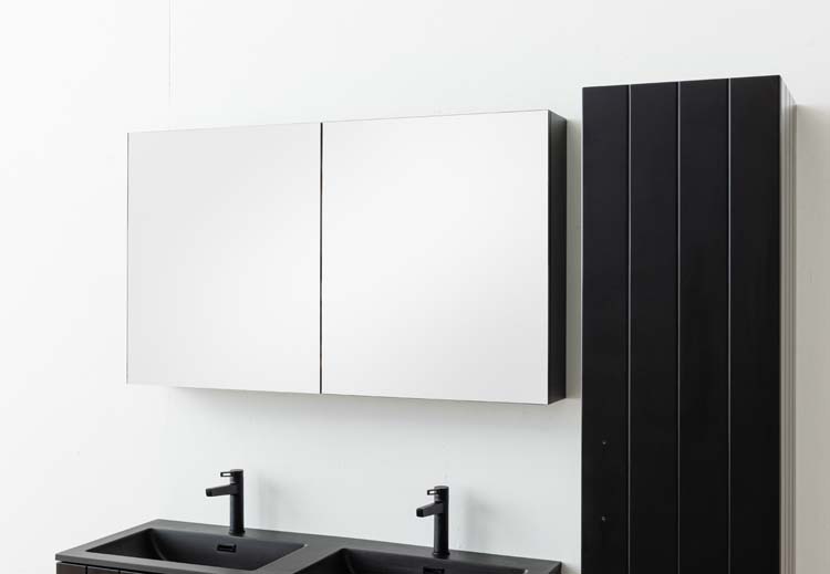 Badkamermeubel Jesper zwart hangend met dubbele wastafel zwart 120cm