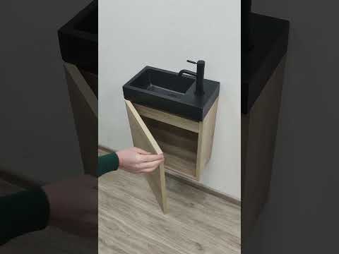 Toiletmeubel Domino eiklook 400 mm wast mat zwart