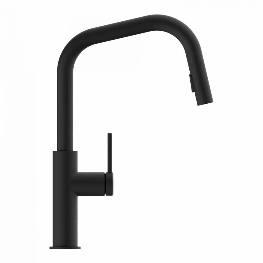 Robinet de cuisine Wasserwerk WK 13 Edge noir mat avec bec extractible
