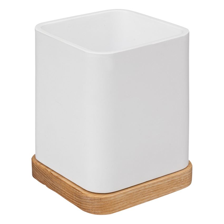 Tandenborstelhouder Origi polyresin wit 8,5x8,5x10,2cm