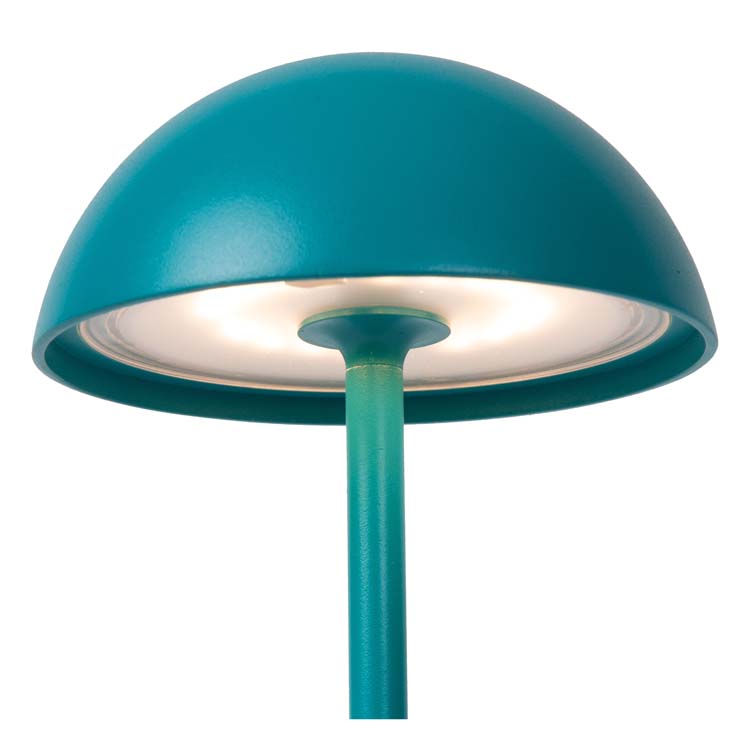Lucide JOY - Oplaadbare Tafellamp Buiten - Accu/Batterij - Ø 12 cm - LED Dimb. - 1x1,5W 3000K - IP54 - Turkoois